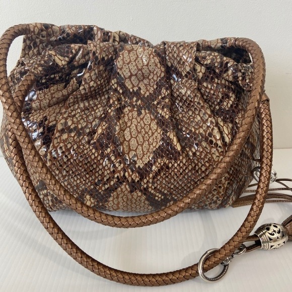 Brighton Nolita Brown Tan Reptile Snake Hobo Shoulder Bag‎ - Picture 3 of 10